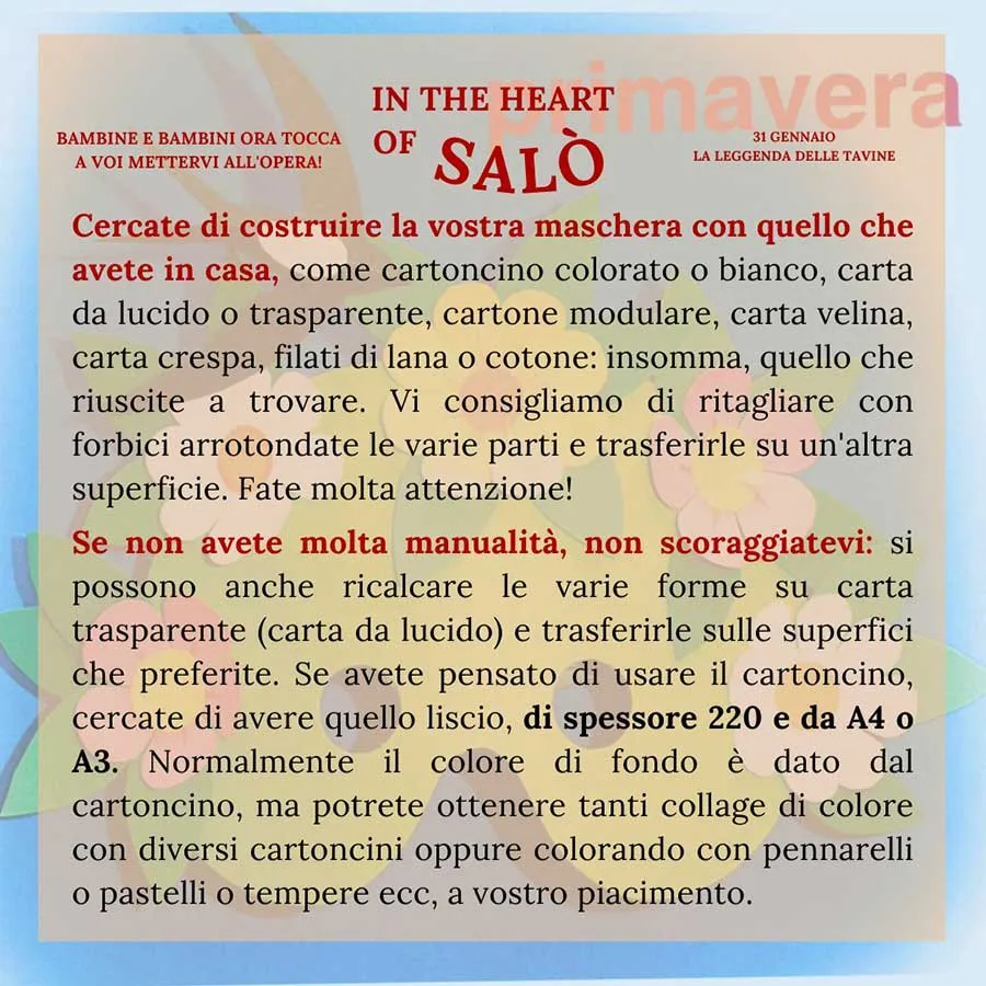 La leggenda delle Tavine di Salò Concorso maschere delle tavine