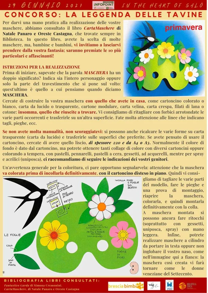 La leggenda delle Tavine di Salò contest maschera delle Tavine Salò